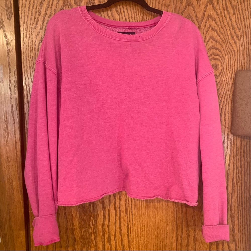 Pink Cropped AE Crewneck